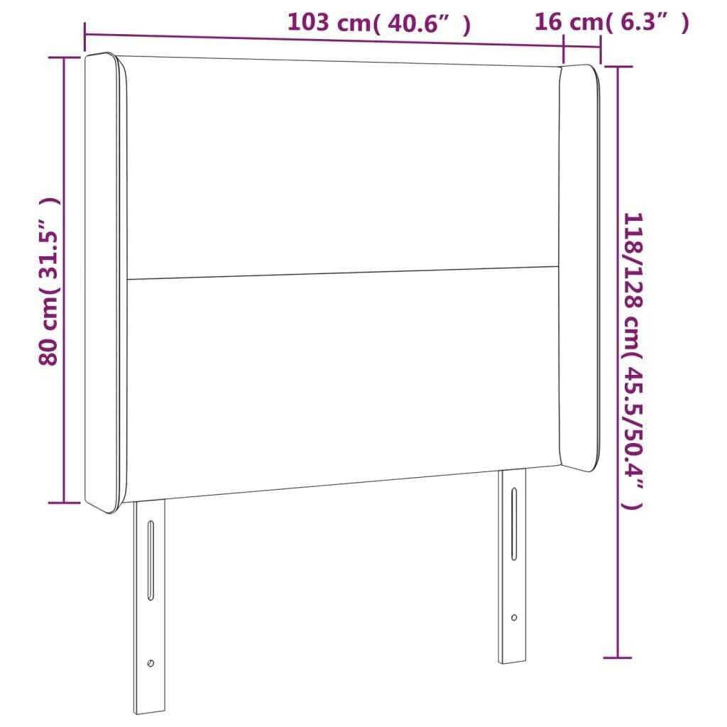 vidaXL gultas galvgalis ar LED, 103x16x118/128 cm, tumši zaļš samts цена и информация | Gultas | 220.lv