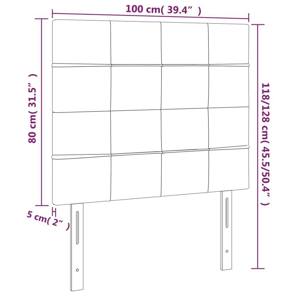 vidaXL gultas galvgalis ar LED, 100x5x118/128 cm, tumši zils samts цена и информация | Gultas | 220.lv