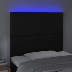 vidaXL gultas galvgalis ar LED, 100x5x118/128 cm, melns mākslīgā āda цена и информация | Кровати | 220.lv