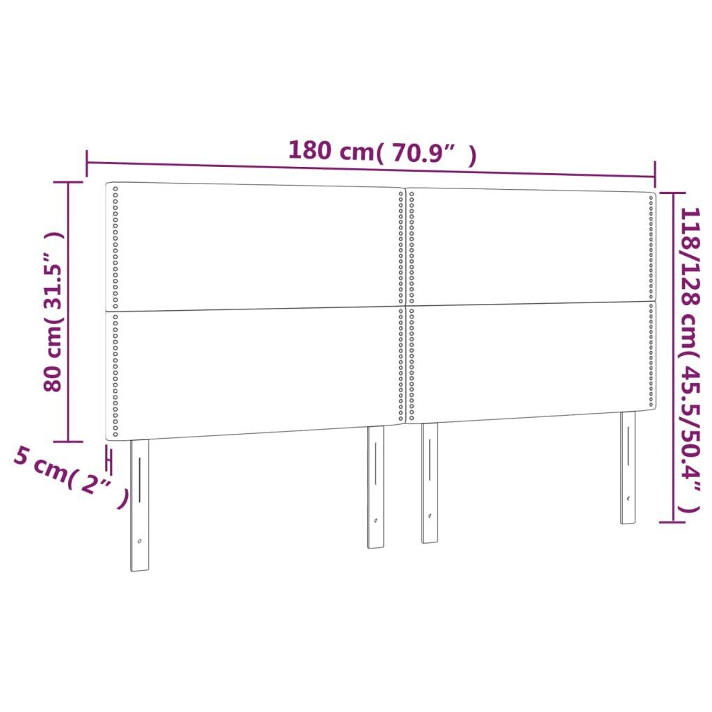 vidaXL gultas galvgalis ar LED, 180x5x118/128 cm, balta mākslīgā āda цена и информация | Gultas | 220.lv