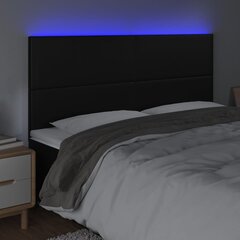 vidaXL gultas galvgalis ar LED, 180x5x118/128 cm, melns mākslīgā āda cena un informācija | Gultas | 220.lv