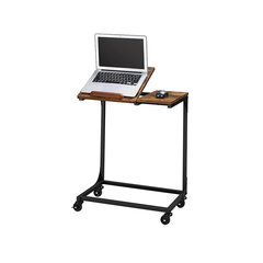 Регулируемый столик для ноутбука на колесиках, черный/коричневый цена и информация | Компьютерные, письменные столы | 220.lv