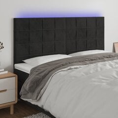 vidaXL gultas galvgalis ar LED, 180x5x118/128 cm, melns samts цена и информация | Кровати | 220.lv