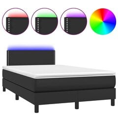 vidaXL atsperu gulta ar matraci, LED, melna, 120x200 cm, mākslīgā āda цена и информация | Кровати | 220.lv