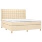 vidaXL atsperu gulta ar matraci, krēmkrāsas, 160x200 cm, audums цена и информация | Gultas | 220.lv