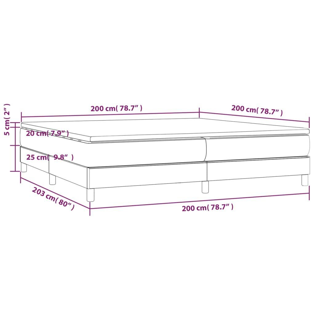 vidaXL atsperu gulta ar matraci, melna, 200x200 cm, mākslīgā āda cena un informācija | Gultas | 220.lv