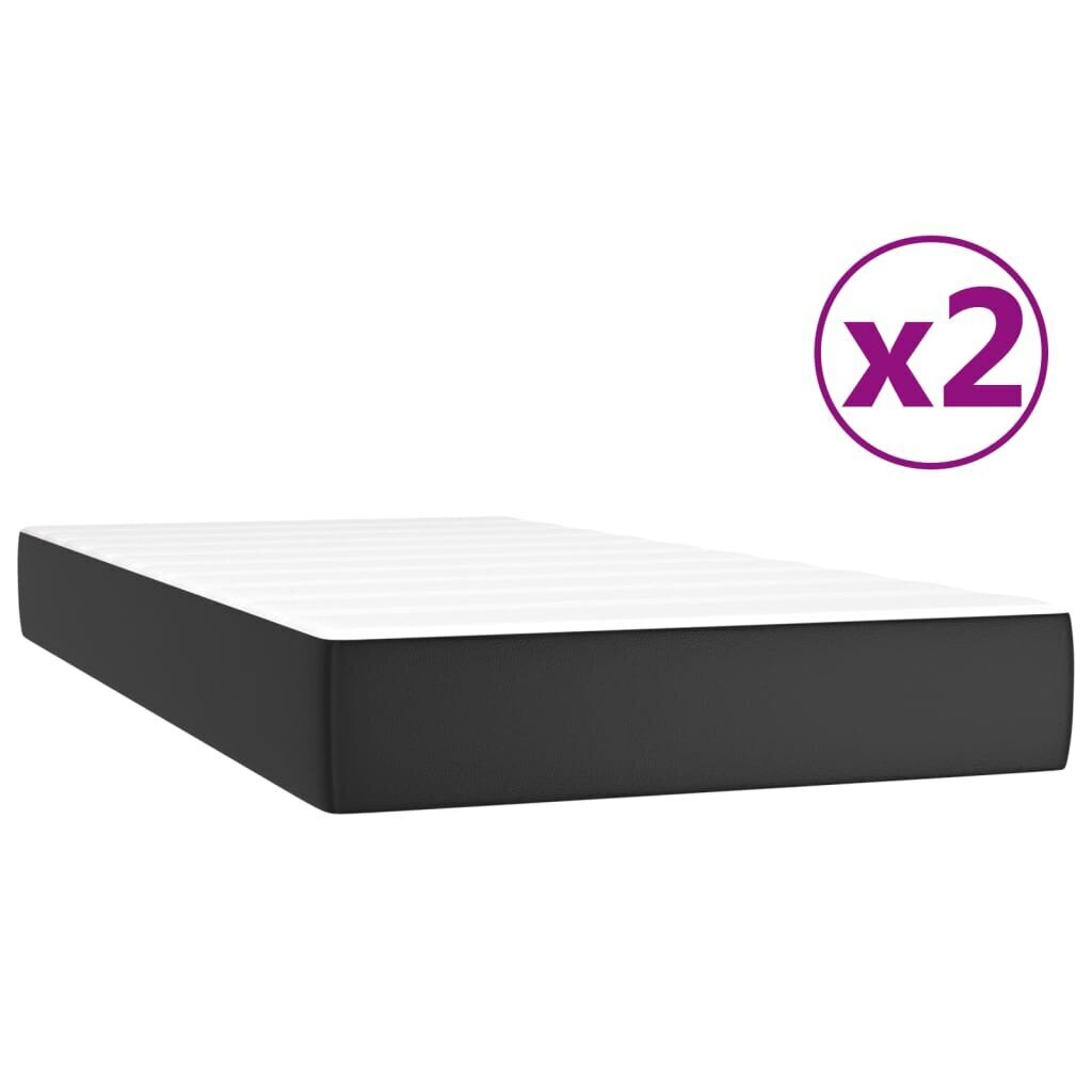 vidaXL atsperu gulta ar matraci, melna, 200x200 cm, mākslīgā āda цена и информация | Gultas | 220.lv