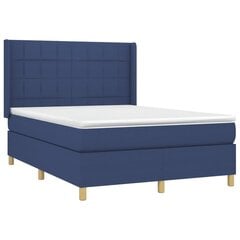 vidaXL atsperu gulta ar matraci, zils, 140x200 cm, audums cena un informācija | Gultas | 220.lv