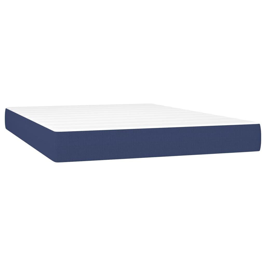 vidaXL atsperu gulta ar matraci, zils, 140x200 cm, audums cena un informācija | Gultas | 220.lv