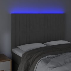 vidaXL gultas galvgalis ar LED, 144x5x118/128 cm, tumši pelēks samts cena un informācija | Gultas | 220.lv