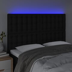 vidaXL gultas galvgalis ar LED, 144x5x118/128 cm, melns audums cena un informācija | Gultas | 220.lv
