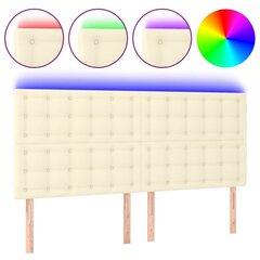 vidaXL gultas galvgalis ar LED, 180x5x118/128 cm, krēmkrāsas cena un informācija | Gultas | 220.lv