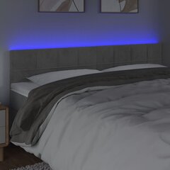 vidaXL gultas galvgalis ar LED, 160x5x78/88 cm, gaiši pelēks samts цена и информация | Кровати | 220.lv