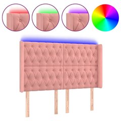 vidaXL gultas galvgalis ar LED, 147x16x118/128 cm, rozā samts цена и информация | Кровати | 220.lv