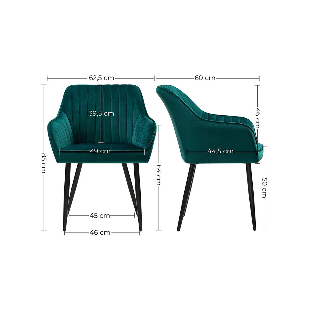 Ēdamistabas krēslu komplekts, 2 gab., zilganzaļš cena un informācija | Virtuves un ēdamistabas krēsli | 220.lv