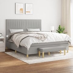 vidaXL atsperu gulta ar matraci, gaiši pelēks audums, 160x200 cm cena un informācija | Gultas | 220.lv