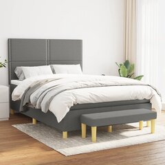 vidaXL atsperu gulta ar matraci, tumši pelēks audums, 140x190 cm цена и информация | Кровати | 220.lv