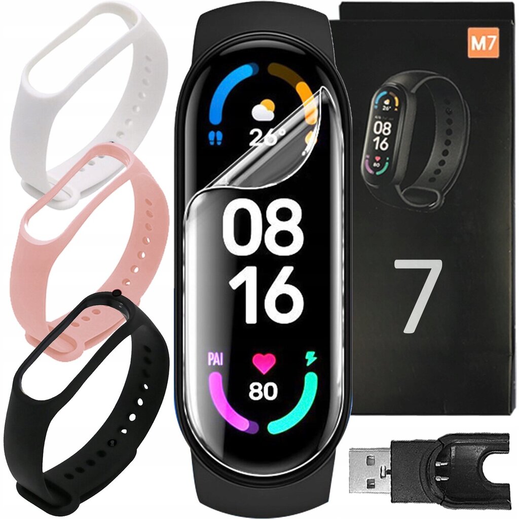 Viedā aproce SMARTBAND ūdensizturīgs pulsometrs, odometrs ar 3 siksniņām cena un informācija | Fitnesa aproces | 220.lv