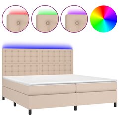 vidaXL atsperu gulta ar matraci, LED, kapučīno, 200x200 cm цена и информация | Кровати | 220.lv