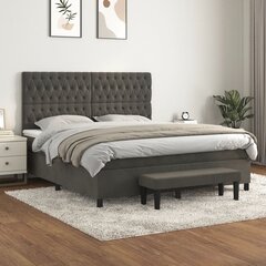 vidaXL atsperu gulta ar matraci, tumši pelēks samts, 180x200 cm cena un informācija | Gultas | 220.lv