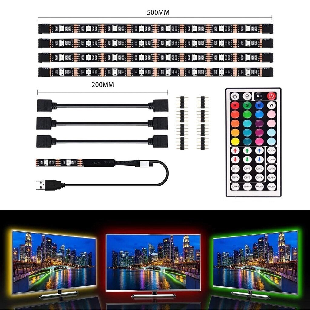 RGB LED lentes 4gab + pults cena un informācija | LED lentes | 220.lv