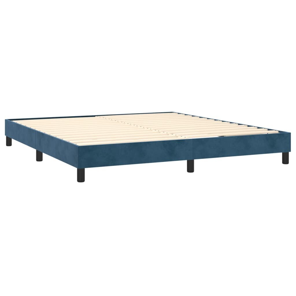 vidaXL atsperu gulta ar matraci, LED, tumši zils samts, 180x200 cm cena un informācija | Gultas | 220.lv