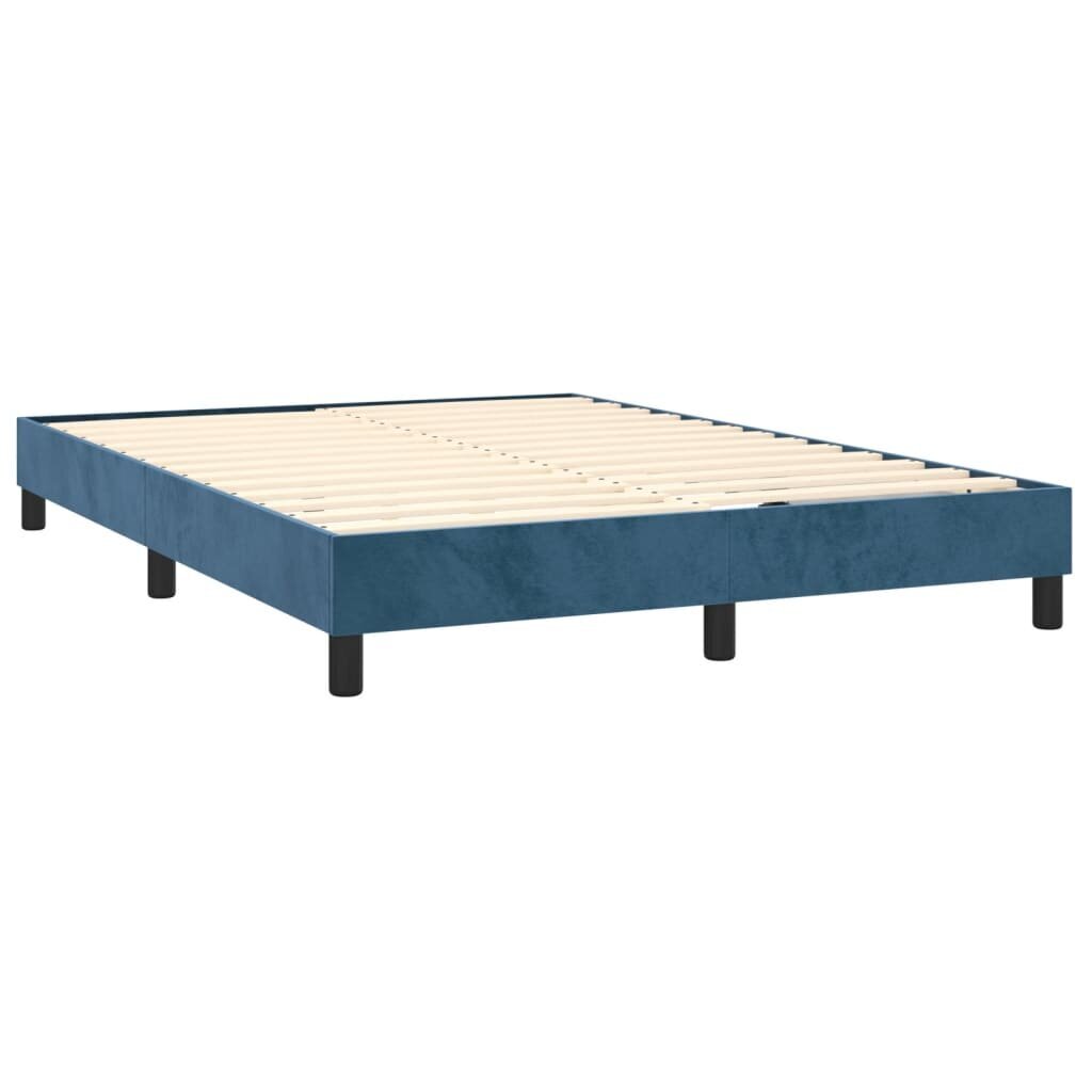 vidaXL atsperu gulta ar matraci, LED, tumši zils samts, 140x200 cm цена и информация | Gultas | 220.lv