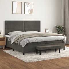 vidaXL atsperu gulta ar matraci, tumši pelēks samts, 200x200 cm cena un informācija | Gultas | 220.lv
