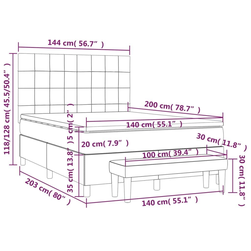 vidaXL atsperu gulta ar matraci, melns samts, 140x200 cm цена и информация | Gultas | 220.lv