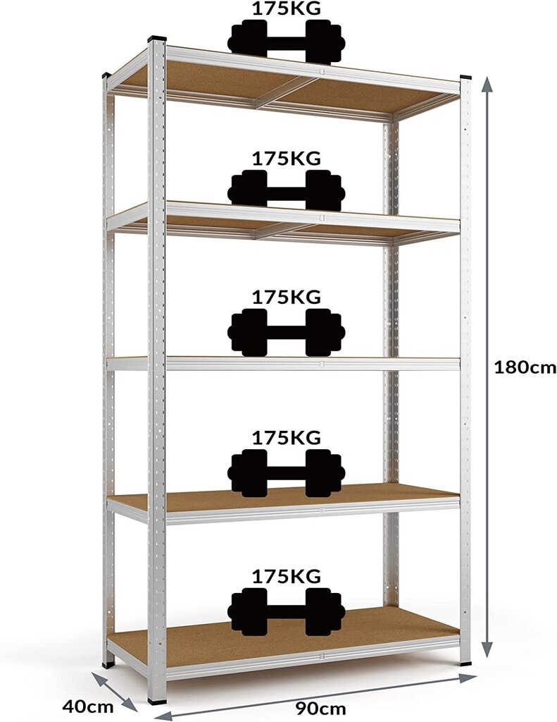 Uzglabāšanas plauktu stelāža Tonro 180x90x40 Pro, 3 gab цена и информация | Saimniecības plaukti | 220.lv