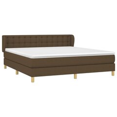 vidaXL atsperu gulta ar matraci, tumši brūns, 160x200 cm, audums cena un informācija | Gultas | 220.lv