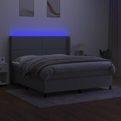 vidaXL atsperu gulta ar matraci, LED, gaiši pelēks audums, 180x200 cm цена и информация | Кровати | 220.lv