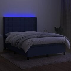 vidaXL atsperu gulta ar matraci, LED, zils audums, 140x190 cm cena un informācija | Gultas | 220.lv