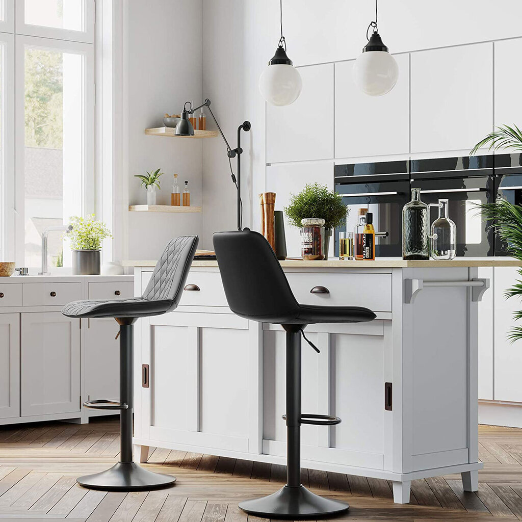 Bāra krēslu komplekts LJB073B01, 2 gab., melns cena un informācija | Virtuves un ēdamistabas krēsli | 220.lv