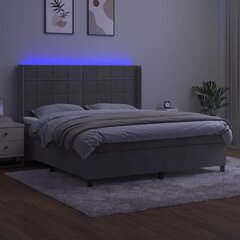 vidaXL atsperu gulta ar matraci, LED, gaiši pelēks samts, 160x200 cm цена и информация | Кровати | 220.lv