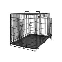 Клетка для собак металлическая двухдверная 122 х 74,5 х 80,5 см, цвет черный цена и информация | Переноски, сумки | 220.lv
