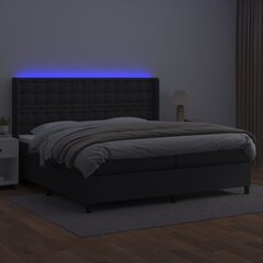 vidaXL atsperu gulta ar matraci, LED, melna, 200x200 cm, mākslīgā āda cena un informācija | Gultas | 220.lv