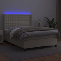 vidaXL atsperu gulta, matracis, LED, krēmkrāsas, 140x200 cm цена и информация | Кровати | 220.lv