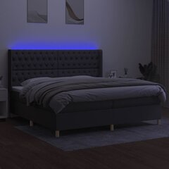 vidaXL atsperu gulta ar matraci, LED, tumši pelēka audums, 200x200 cm цена и информация | Кровати | 220.lv