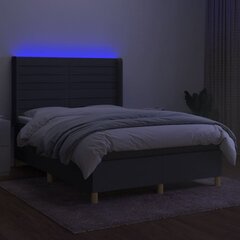 vidaXL atsperu gulta ar matraci, LED, tumši pelēks audums, 140x190 cm цена и информация | Кровати | 220.lv