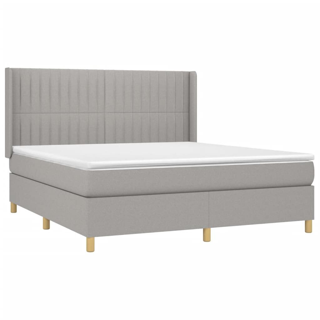 vidaXL atsperu gulta ar matraci, LED, gaiši pelēks audums, 160x200 cm цена и информация | Gultas | 220.lv