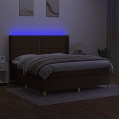 vidaXL atsperu gulta ar matraci, LED, tumši brūns audums, 180x200 cm цена и информация | Кровати | 220.lv