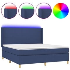 vidaXL atsperu gulta ar matraci, LED, zils audums, 160x200 cm cena un informācija | Gultas | 220.lv