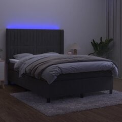 vidaXL atsperu gulta ar matraci, LED, tumši pelēks samts, 140x190 cm цена и информация | Кровати | 220.lv