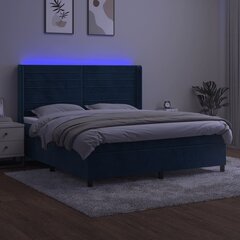 vidaXL atsperu gulta ar matraci, LED, tumši zils samts, 160x200 cm цена и информация | Кровати | 220.lv