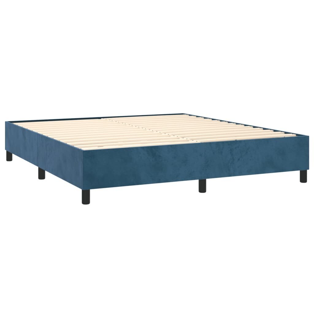 vidaXL atsperu gulta ar matraci, LED, tumši zils samts, 160x200 cm цена и информация | Gultas | 220.lv