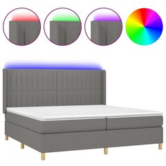 vidaXL atsperu gulta ar matraci, LED, tumši pelēks audums, 200x200 cm cena un informācija | Gultas | 220.lv