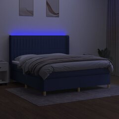 vidaXL atsperu gulta ar matraci, LED, zils audums, 180x200 cm cena un informācija | Gultas | 220.lv