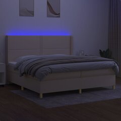 vidaXL atsperu gulta ar matraci, LED, krēmkrāsas audums, 200x200 cm цена и информация | Кровати | 220.lv