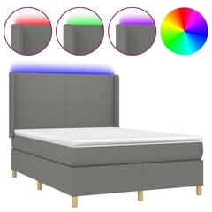 vidaXL atsperu gulta ar matraci, LED, tumši pelēks audums, 140x190 cm цена и информация | Кровати | 220.lv